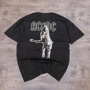 Y2K 2000s AC/DC Stiffer Upper Lip Bon Scott Crazy Double Stitch Black Tee